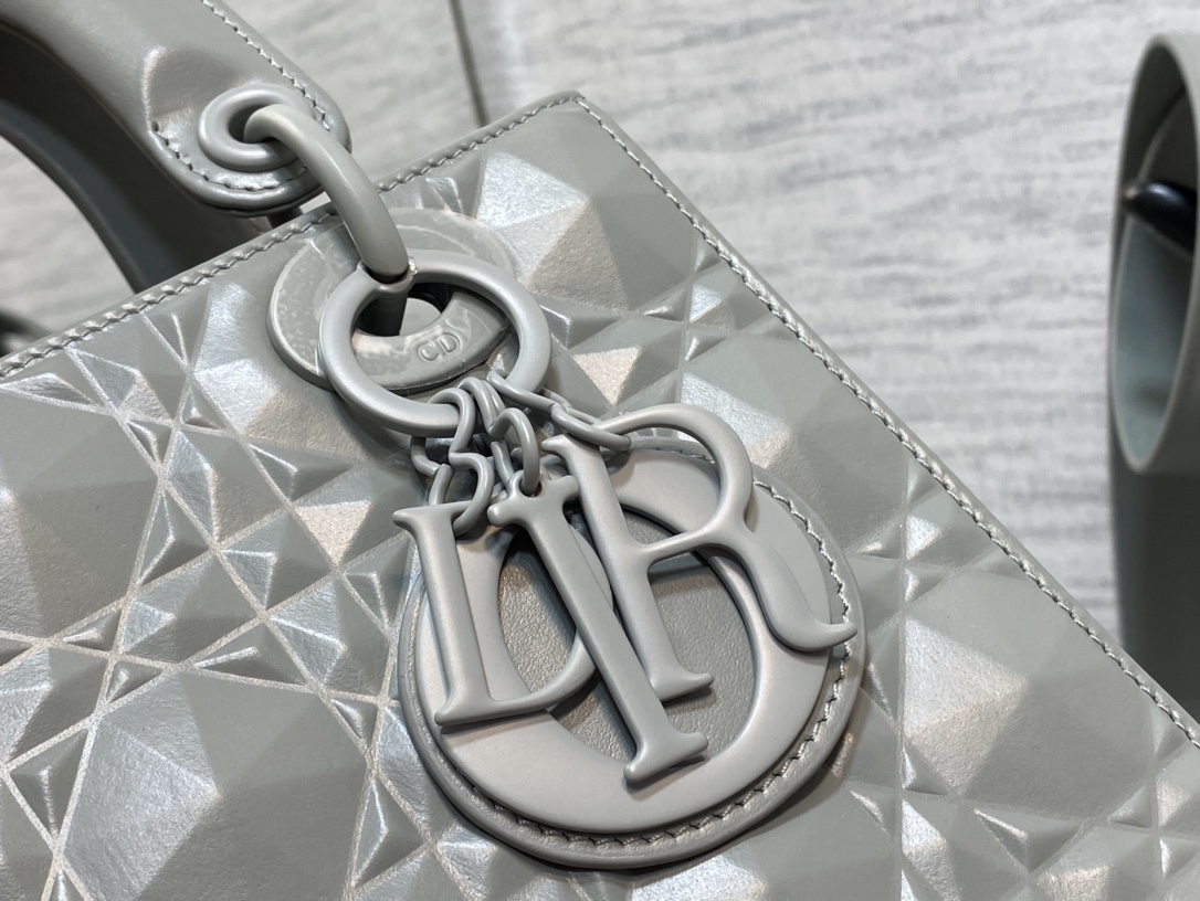 Small Lady Dior My ABCDior Bag Gray Cannage Calfskin with Diamond Motif